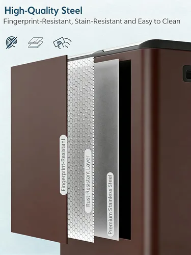 Miniatura 4 de Arlopu Cubo de basura doble de 16 galones con 2 cajas integradas para control de olores, cubo de basura de cocina manos libres, cubo de basura