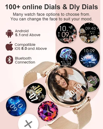 Miniatura 3 de Reloj inteligente para mujer, pantalla táctil AMOLED HD de 1.19 pulgadas, rastreador de fitness, hacer/responder llamadas, monitor SpO2