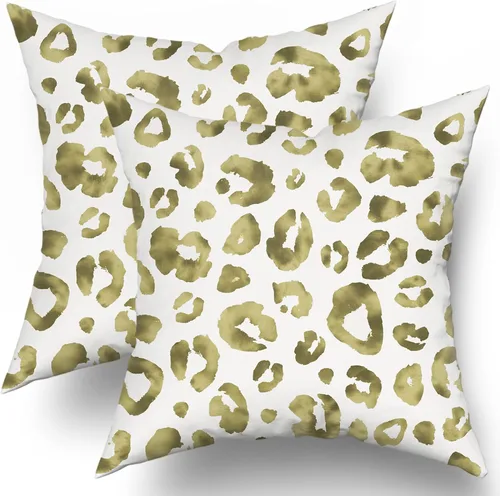 Miniatura 24 de Juego de 2 fundas de almohada con estampado de leopardo gris aguamarina de 16 x 16 pulgadas, diseño de guepardo gris acuarela y blanco, fundas