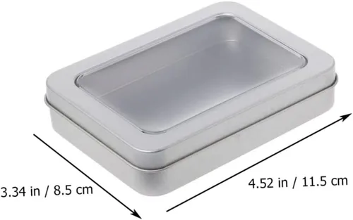 Miniatura 5 de UKCOCO Caja de almacenamiento USB, 4 unidades de caja vacía de metal para pulgar, caja de lata rectangular con tapa, tarro de almacenamiento