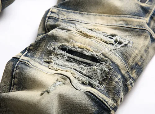 Miniatura 4 de AITITIA Jeans de corte recto lavado con cremallera para hombre