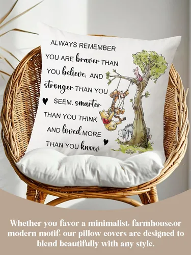 Miniatura 6 de Funda de almohada con texto en inglés "You're Braver Than You Believe" (You're Braver Than You Believe) - Funda de almohada cuadrada para sofá