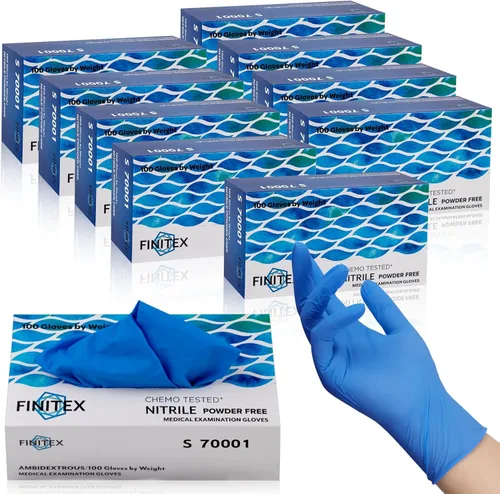 Miniatura 11 de FINITEX Guantes desechables de nitrilo para examen médico, 4 mil, sin polvo, sin látex, 100 unidades, para examen, limpieza del hogar, guantes