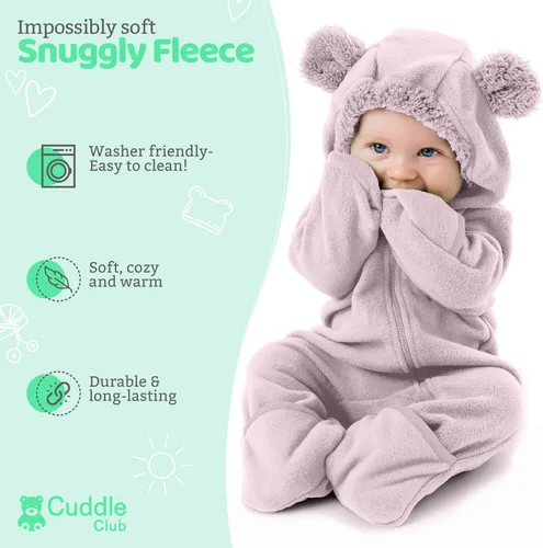 Miniatura 38 de Enterizo de vellón para bebé, rómper de una sola pieza con capucha para niños, ropa para exteriores, chaqueta infantil