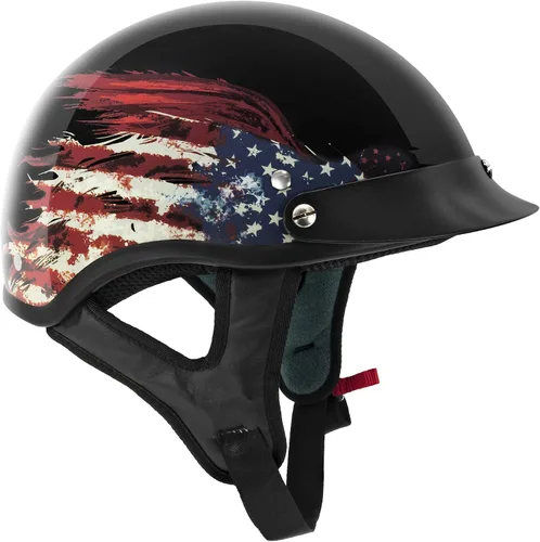 Miniatura 2 de VCAN Cruiser - Casco de motocicleta sólido, cobertura de media cara Bandera negra brillante