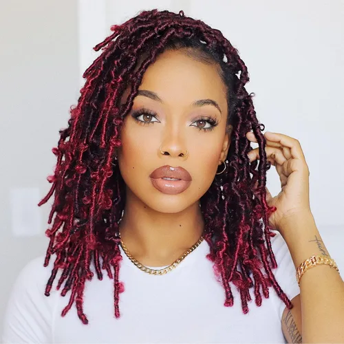 Miniatura 15 de Toyotress Butterfly Locs - Cabello de ganchillo de 8 pulgadas, 7 piezas de trenzas de ganchillo desgastadas pretrenzadas, color negro natural