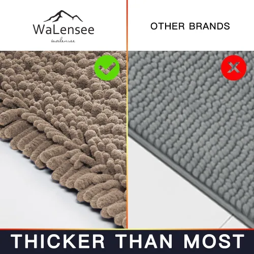 Miniatura 64 de Walensee Alfombra de baño antideslizante (24x17 pulgadas, rosa polvoriento) absorbente de agua, súper suave, lanuda de felpilla, lavable a máquina