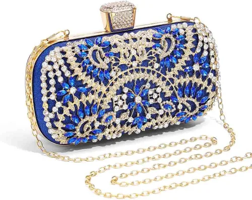 Miniatura 5 de Yokawe Bolso de mano de noche de cristal para mujer, bolso de boda nupcial con diamantes de imitación para fiesta