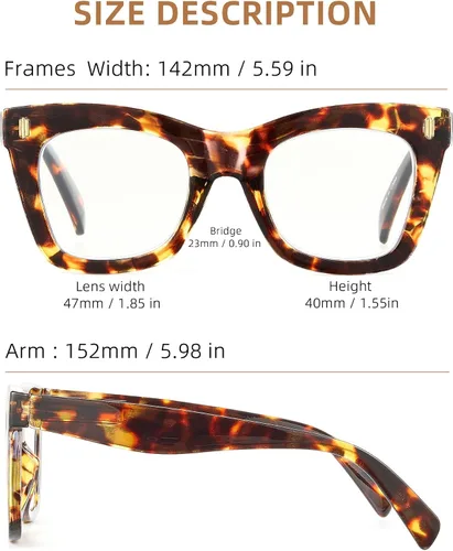 Miniatura 5 de JM - Paquete de 4 anteojos de lectura sobredimensionados para mujeres, estilo ojo de gato a la moda, estilo Oprah, con bloqueo de luz azul, anteojos
