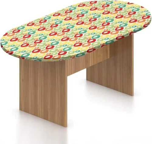 Miniatura 12 de XISUNYA Mantel ovalado ajustable de poliéster elástico, mantel colorido con estampado de zigzag cheurón, para feliz día de Navidad, se adapta a