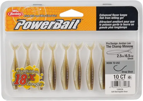 Miniatura 2 de Berkley PowerBait The Champ Minnow - Cebo suave de pesca, calabaza verde, 3.4 pulgadas