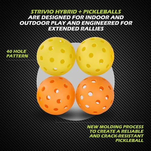 Miniatura 5 de Juego de 2 palas de pickleball con 4 bolas y bolsa. Juego de paletas de fibra de carbono T700 con agarre de grafito para principiantes