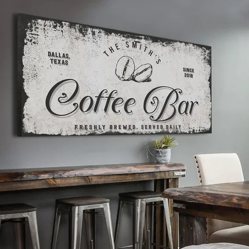 Miniatura 8 de Tailored Canvases Letrero Personalizado para Barra de Café - Arte de Pared en Lienzo Pequeño y Grande Decoración Señalización para Hogar, Cocina