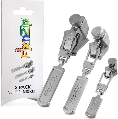 Miniatura 13 de FixNZip Paquete de reparación de cremallera de níquel negro pequeño, mediano y grande Reemplazo universal sin costuras deslizante para todas