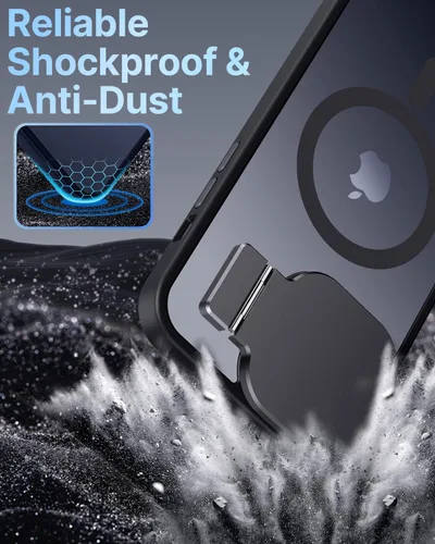 Miniatura 5 de Silverback Funda para iPhone 14 Pro Max con funda para cámara, compatible con MagSafe, con soporte integrado, funda magnética translúcida mate a