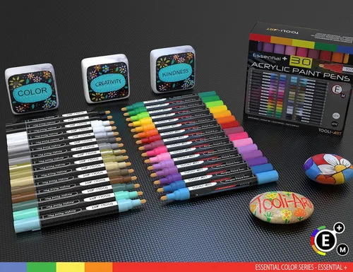 Miniatura 2 de Marcadores acrílicos, bolígrafos de pintura surtidos para pintura en roca, lienzo, vidrio, tazas, madera, cerámica, tela, metal, álbumes