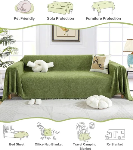 Miniatura 3 de Beacon Pet Funda de sofá para sofá de 3 asientos, funda para perro, funda de sofá biplaza, en forma de L (330 gsm-verde, 71 x 134 pulgadas)