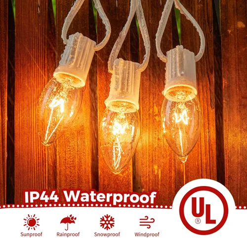 Miniatura 3 de Brightown Tira de luces de bombillas C9 de 25 pies para exterior, luces de Navidad blancas para patio, habitación, fiesta navideña, decoración