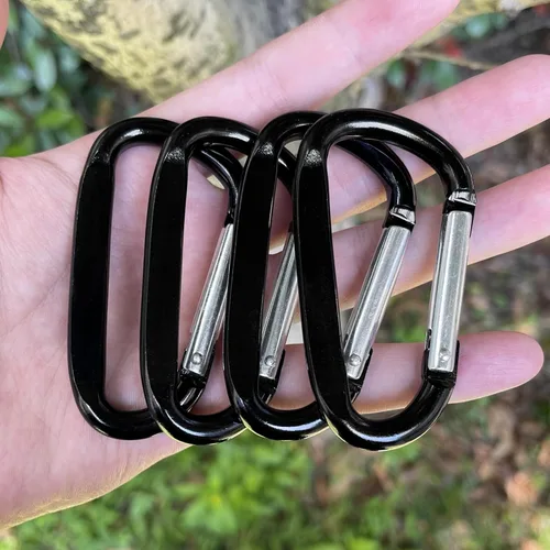 Miniatura 6 de Clips de mosquetón de aluminio de 3 ", hebilla de gancho de mosquetón de llavero con forma de anillo D 12PCS