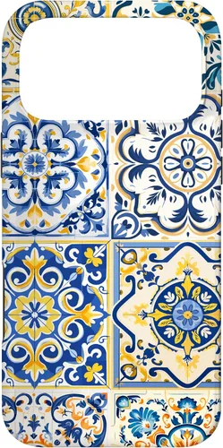 Miniatura 21 de iPhone 13 Patrón de azulejos mediterráneos sicilianos con estuche estético Maiólica