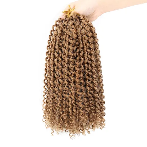 Miniatura 16 de Dansama - 7 paquetes de extensiones de cabello trenzado ondulado Passion Twist, extensiones de cabello de trenzas con ganchillo estilo mariposa, #1B
