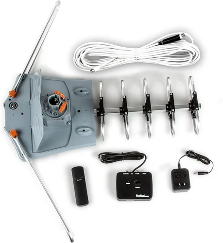 Miniatura 4 de Five Star Antena HDTV amplificada OTA de rotación de 360 grados motorizada para exteriores de 150 millas para 2 televisores - Canales UHF/VHF/1080P