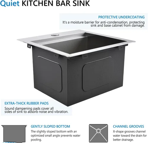 Miniatura 7 de Fregadero de cocina desplegable de 15 x 15 pulgadas, fregadero de cocina de acero inoxidable calibre 16, fregadero compacto de montaje superior