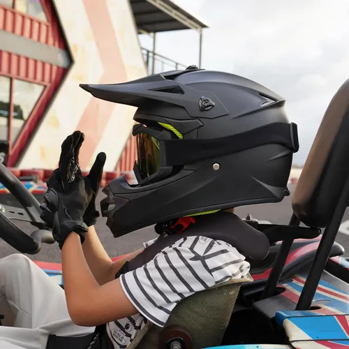 Miniatura 6 de cascos para niños y jóvenes de bicicleta todoterreno, motocross, ATV, BMX, MX, bicicleta todoterreno, casco de motocicleta J-01 con gafas y guantes