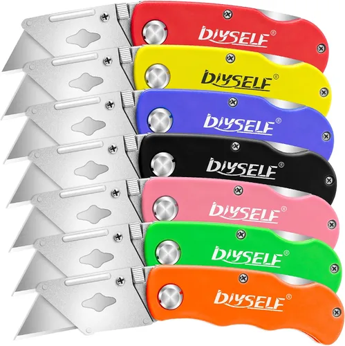 Miniatura 7 de DIYSELF Paquete de 4 cuchillos utilitarios, cortadores de caja para fines ligeros, cuchillo de afeitar, cuchillo cortador de caja para dibujos