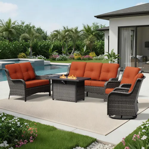Miniatura 145 de Joyside Juego de sillas de mimbre para patio, juego de 3 piezas de mimbre para exteriores con 2 sillas reposabrazos y 1 mesa auxiliar para terraza