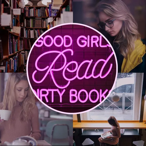 Miniatura 2 de Letrero LED de neón para decoración de pared, con texto en inglés "Good Girls Read Dirty Books", luz de neón regulable para el hogar, libro, fiesta