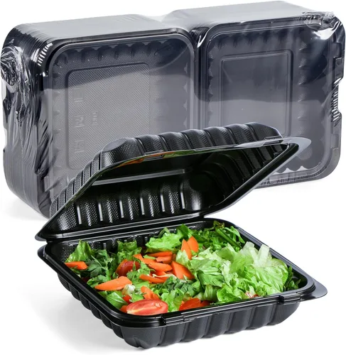 Miniatura 24 de YANGRUI Contenedores para Alimentos de 9 x 6 pulgadas, 28 onzas, paquete de 50 unidades – Envuelto en Plástico PP Relleno de Minerales Libre de BPA