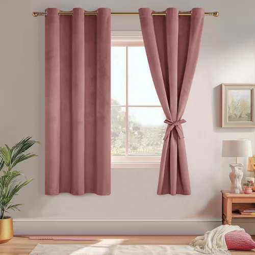 Miniatura 157 de JIUZHEN - Cortinas de terciopelo gris de 63 pulgadas opacas para sala de estar - Cortinas gruesas de terciopelo con ojales para ventana