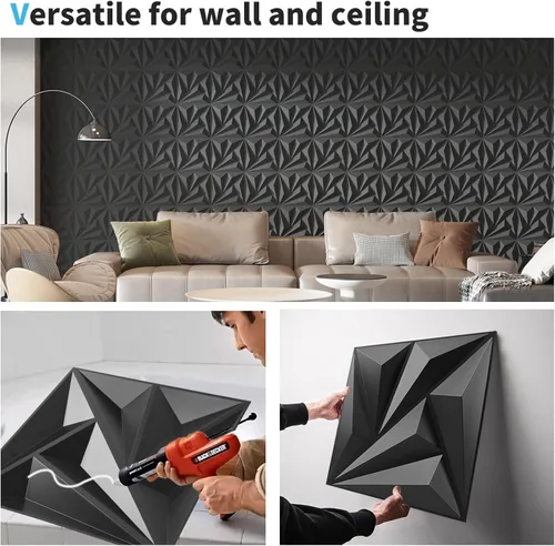 Miniatura 8 de Art3d Paquete de 20 paneles decorativos 3D de pared de 11.8 x 11.8 pulgadas que cubren 19 pies cuadrados, paneles de pared de PVC con pegamento