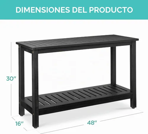 Miniatura 2 de Best Choice Products - Mesa consola de 122 cm con 2 estantes de madera de eucalipto, mesa de aparador de bar multifuncional