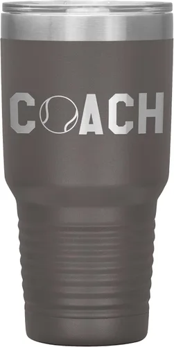 Miniatura 12 de Vaso de entrenador de tenis – Regalo de entrenador de tenis de 30 onzas con aislamiento de acero inoxidable grabado, color negro