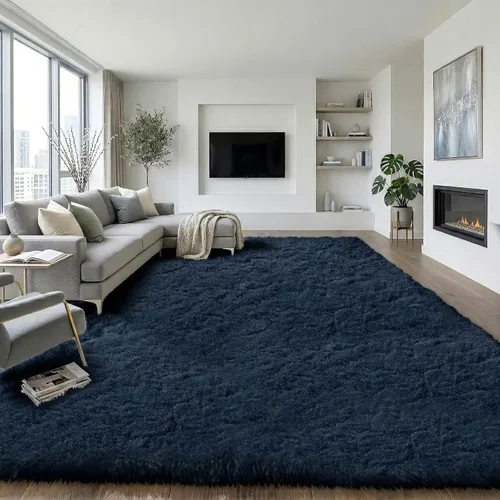 Miniatura 35 de Alfombra mullida de 5 x 8 pies, apta para mascotas, de fácil cuidado, ultra suave, con respaldo antideslizante, moderna alfombra de felpa mullida