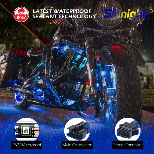 Miniatura 5 de SHINIGHT - Juego de 10 luces LED para motocicleta, control por aplicación, tira de luces impermeables multicolor con control remoto RF