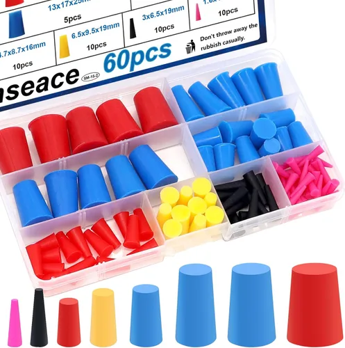 Miniatura 10 de smseace Paquete de 40 tapones de goma de 1/16 pulgada a 5/8 pulgada, tapones de goma de 8 tamaños, tapones de silicona de alta temperatura
