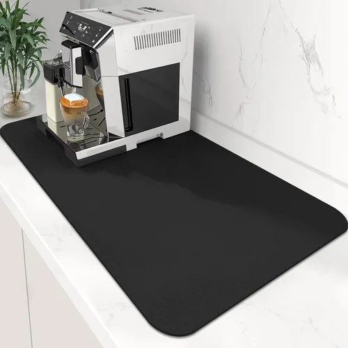 Miniatura 17 de WISELIFE Tapete de café súper absorbente para secar platos, accesorios de barra de café, combina con máquina, tapetes de secado grandes para Negro