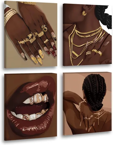 Miniatura 12 de Lienzo enmarcado para pared, póster motivacional de niña negra, pintura artística de niña afroamericana, arte de pared inspirador de niña negra