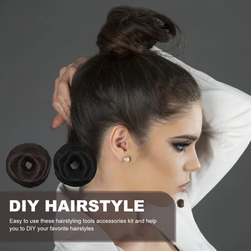 Miniatura 5 de FRCOLOR Anillos de extensión de pelo 2pcs secador de pelo cola de caballo boda plástico novia peluca Chignon