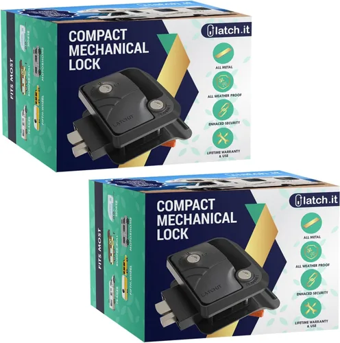 Miniatura 9 de LATCH.IT Reemplazo de Cerradura de Puerta Negra para RV Manija de Puerta de RV Totalmente de Metal se Adapta a Agujeros de 2.75"x3.75" Cerradura