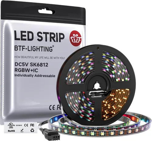 Miniatura 20 de BTF-LIGHTING RGBW RGB+Blanco Frío SK6812 (Similar WS2812B) 4 Colores en 1 Tira LED, Direccionable Individual, 16.4 pies, 60 píxel/m, 300LED Luz