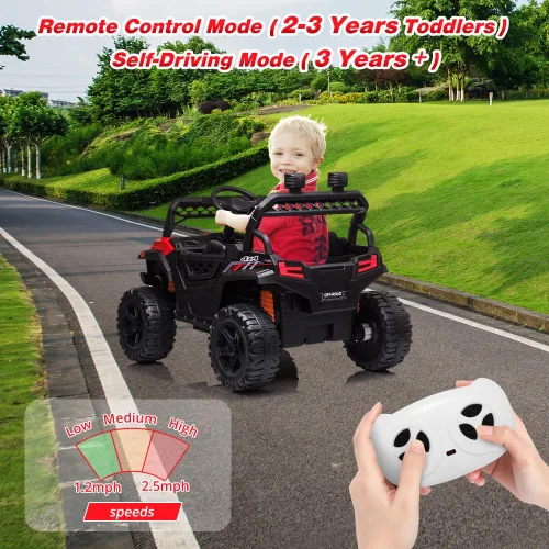 Miniatura 5 de UTV para niños con control remoto, ruedas eléctricas de 12 V para niños, juguetes con suspensión de resorte, FM, luces LED, puerto auxiliar, música