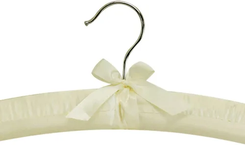 Miniatura 2 de 6 perchas acolchadas de satén liso marfil de 15 pulgadas de largo para vestido, lencería nupcial