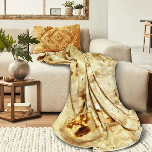 Miniatura 4 de Moonysweet Manta de tortilla de doble cara para adultos y niños, manta de comida novedosa, franela de vellón mullido, diseño realista