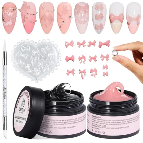 Miniatura 12 de Beetles - Gel de uñas sólido constructor, gel transparente 3D de 1.06 onzas para esculpir, gel de construcción de gel duro con polvo de uñas
