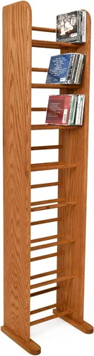 Wood Shed Hill 04 Series - Estante de almacenamiento de CD estilo clavija, estante de almacenamiento de madera de roble real y estantes de Miel