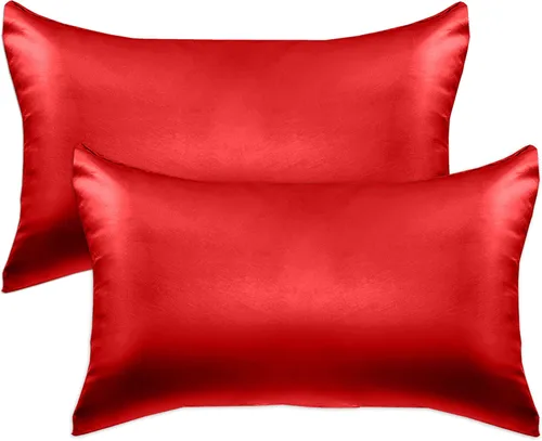 Miniatura 69 de Elegant Comfort Juego de 4 fundas de almohada de satén de viscosa refrescante con cierre de cremallera oculto, suave como la seda para el cuidado